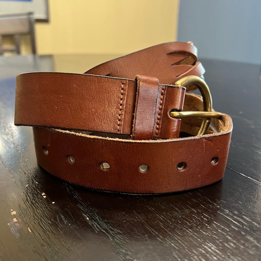 AEO American Eagle outfitters braided-ish brown-ish leather belt sz M